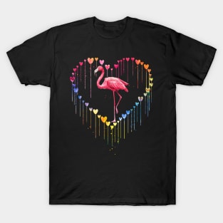 Flamingo Love Heart For Valentines Day T-Shirt